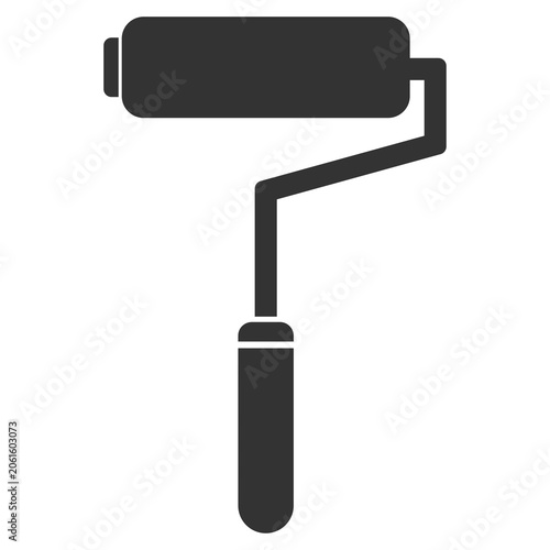 black silhouette paint roller icon
