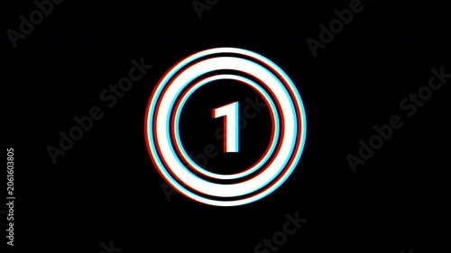 5 Second Glitch Countdown Animation with Rotating Circle Rings 4K