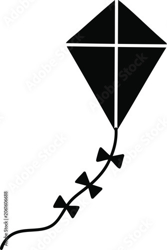 Black Silhouette Kite with Tail Design