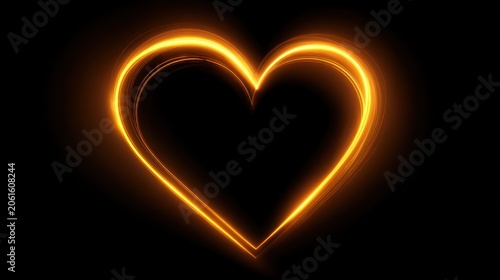 Glowing Orange Heart Shape with Light Trails