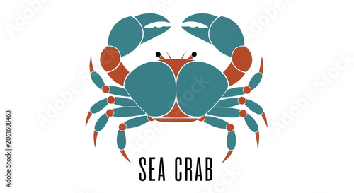 Sea Crab Vector Illustration with Text