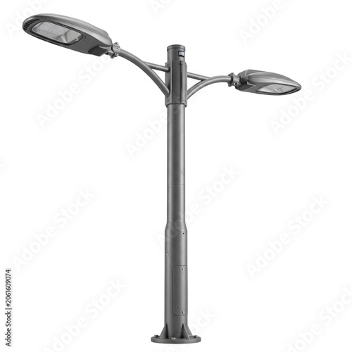 Double Arm Street Light Pole 3D Isolated on Transparent Background