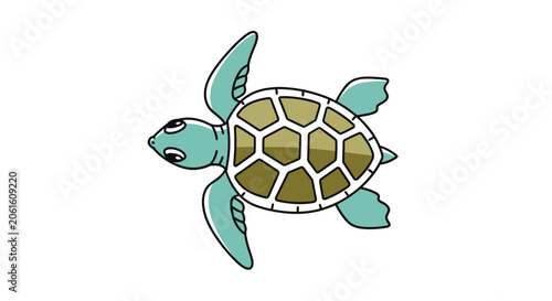 Sea Turtle Flat Vector Illustration