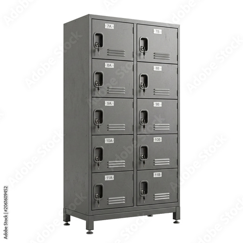 Industrial Office Locker Unit 3D Isolated on Transparent Background
