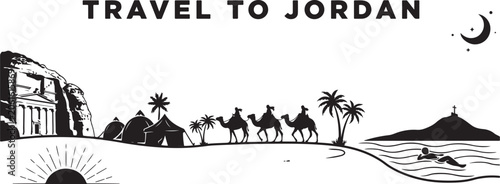 Cuadro en lienzo Travel To Jordan vector illustration