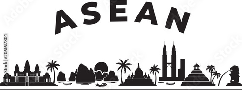 Fotografie ASEAN travel destination grand vector illustration