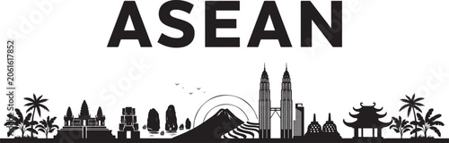Foto ASEAN travel destination grand vector illustration