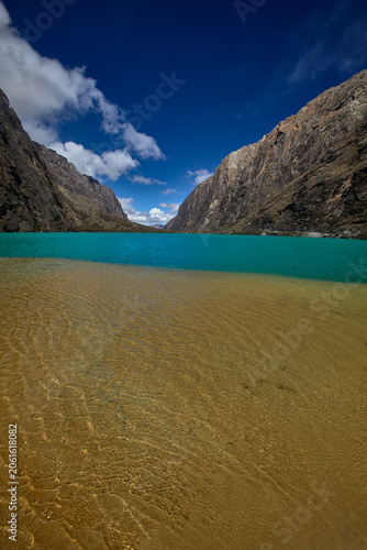 Obraz na plátně Llanganuco Lagoon reveals its most intimate and quietly devastating face in this