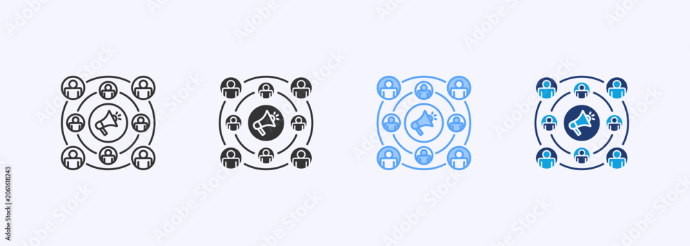 Foto Outreach Icon Set Multiple Style Collection Vector Illustration