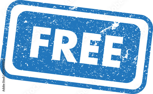 Photos Distressed blue 'free' stamp graphic promotional offer discount or complimentary
