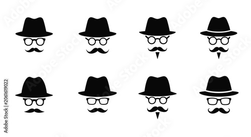 Konstfotografi Gentleman s Silhouette Collection Black And White Vector Illustration