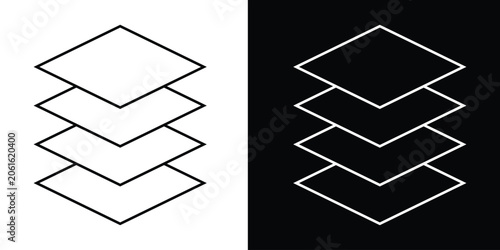 Layers icon, levels on top of each other color editable eps 10.