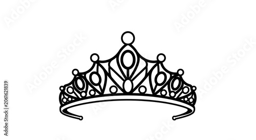 Elegant Princess Tiara Vector Line Art Illustration