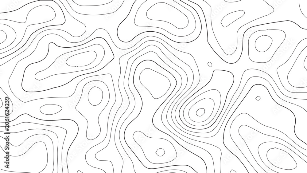 Fototapeta premium Topographic background and texture, Vector illustration. Abstract topographic contours map background, 3D waves, Topography map background, White wave paper curved reliefs.