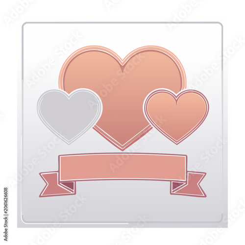 Flat Design Hearts and Banner Illustration