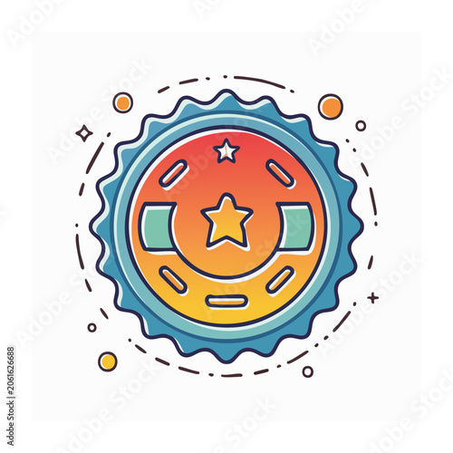 Flat design target icon with star and concentric circles