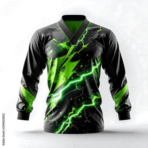 Black hoodie with green camouflage pattern design.