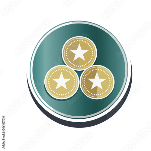 Three Gold Star Coins in Circular Arrangement