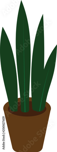 Snake Plant in Flower Pot Outline Vector Icon for Indoor Gardening and Home Decor Transparent Background