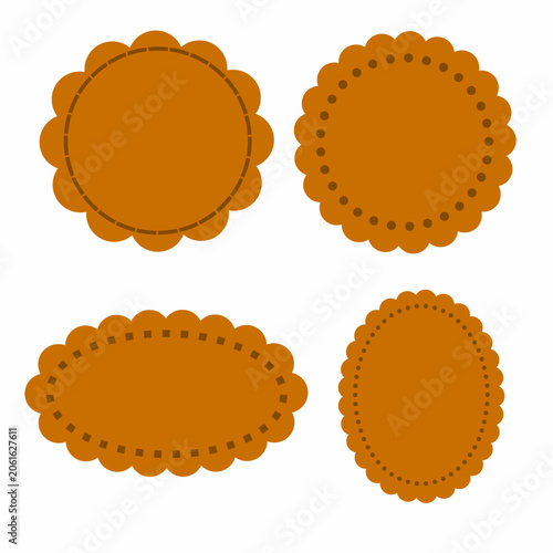 Scalloped Label Badge Set. Decorative Badge Collection. Vintage Tag Frame Elements