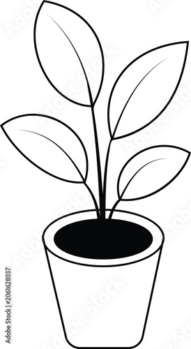 Minimal Potted Plant Colored Vector Icon for Indoor Gardening and Home Decoration Transparent Background