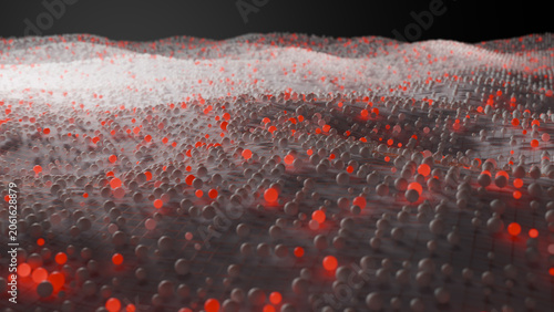 Vászonkép Abstract 3D perspective neural network landscape background