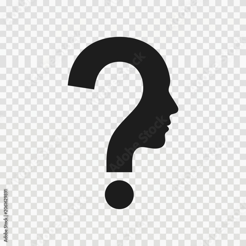 Black question mark human head silhouette