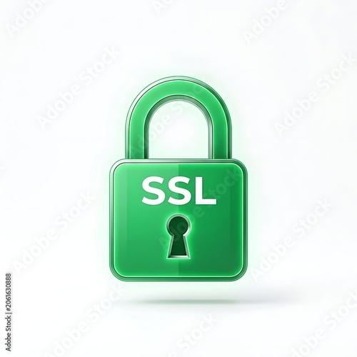Green SSL padlock icon symbolizing online security and data protection.