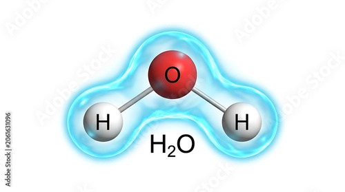 Water molecule structure with oxygen and hydrogen atoms.