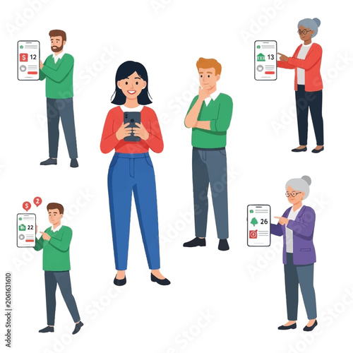 People holding mobile phones standing.