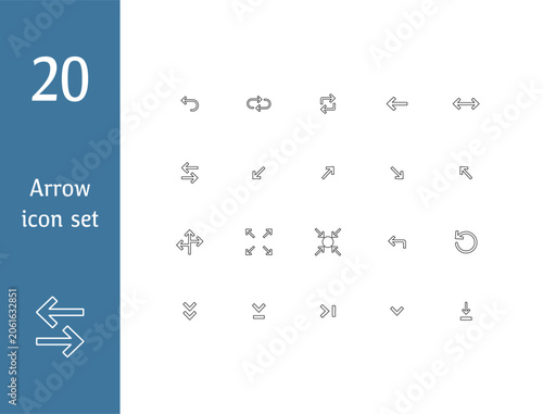 Arrow navigation line icon set collection