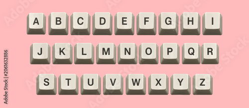 Keyboard Key Letters, Scrapbook Collage, Junk Journal Theme SVG vector Isolated Elements 