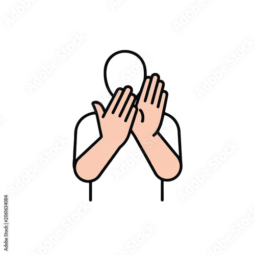 Bild auf Leinwand Person covering face with hands gesture.