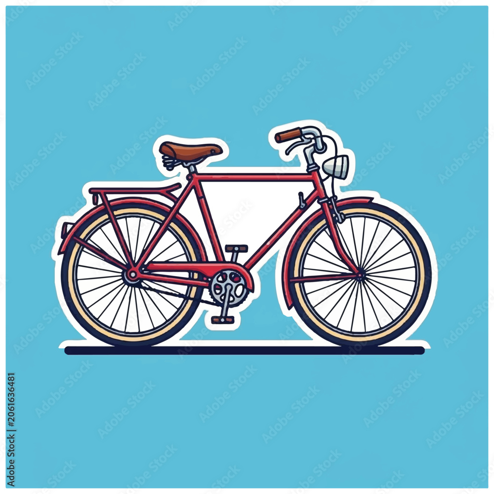 Fototapeta premium Red bicycle with brown seat.