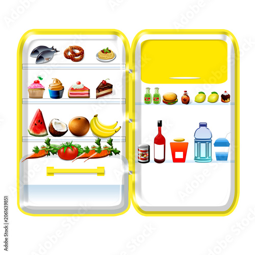 Frigo con cibo