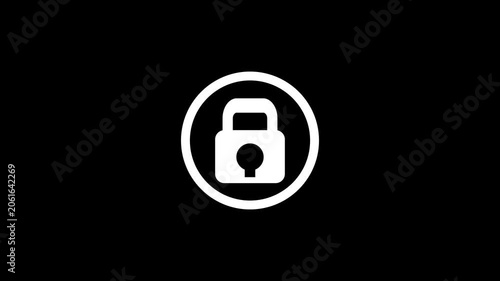 Lock icon animation, lock to unlock concept, on a black background, An unlocked padlock icon, with 4k video