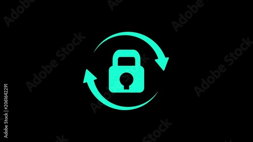 Lock icon animation, lock to unlock concept, on a black background, An unlocked padlock icon, with 4k video