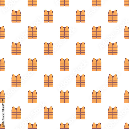Billede på lærred Repeated life vest illustrations creating a seamless pattern for safety and wate