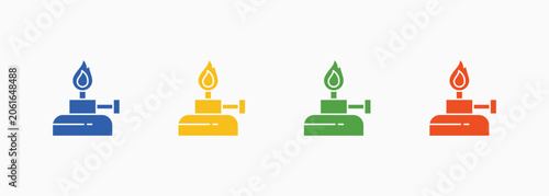 Foto Bunsen Burner Icon Set Color Multiple Style Collection Illustration