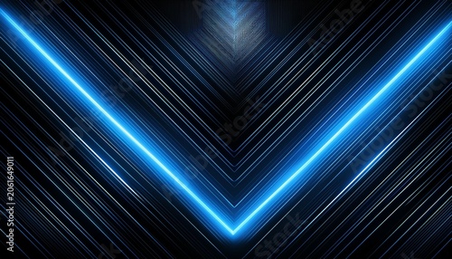 dark black background with symmetric blue glowing diagonal lines forming a futuristic geometric pattern
