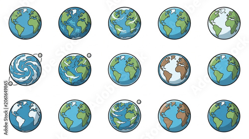 Φωτογραφία Collection of Earth Planet Globes Various Views.