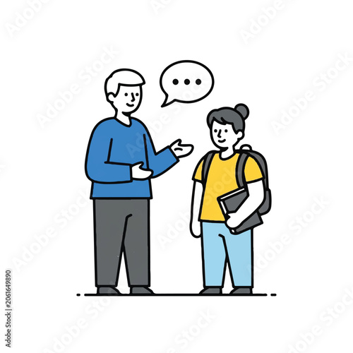 Two people talking to each other.