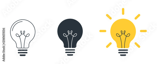 Lamp Idea Icon Vector minimal flat style light bulb symbol for creativity inspiration innovation thinking and graphic design