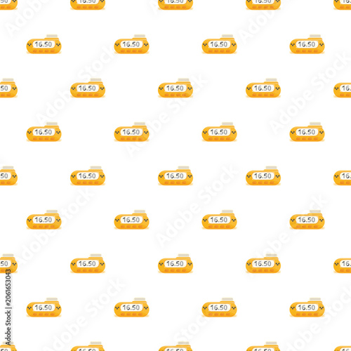 Fotografie Seamless pattern of yellow digital taxi taximeters showing fare on a white backg