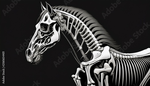 the silhouette of a horse skeleton