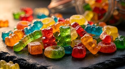 Colorful Gummy Candies Assortment - Sweet Treats, Chewy Bears & Rings