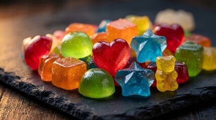Colorful Gummy Candies Assortment: Hearts, Stars, Bears, Cubes - Sweet Treats