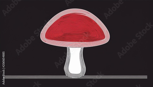 the one line stylized symbol of red mushroom