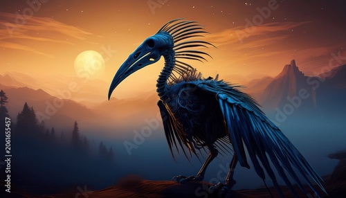 the silhouette skeleton of big bird