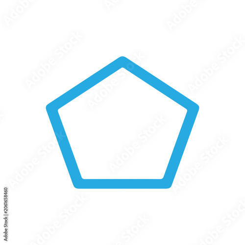 Minimalist blue pentagon vector graphic symbol